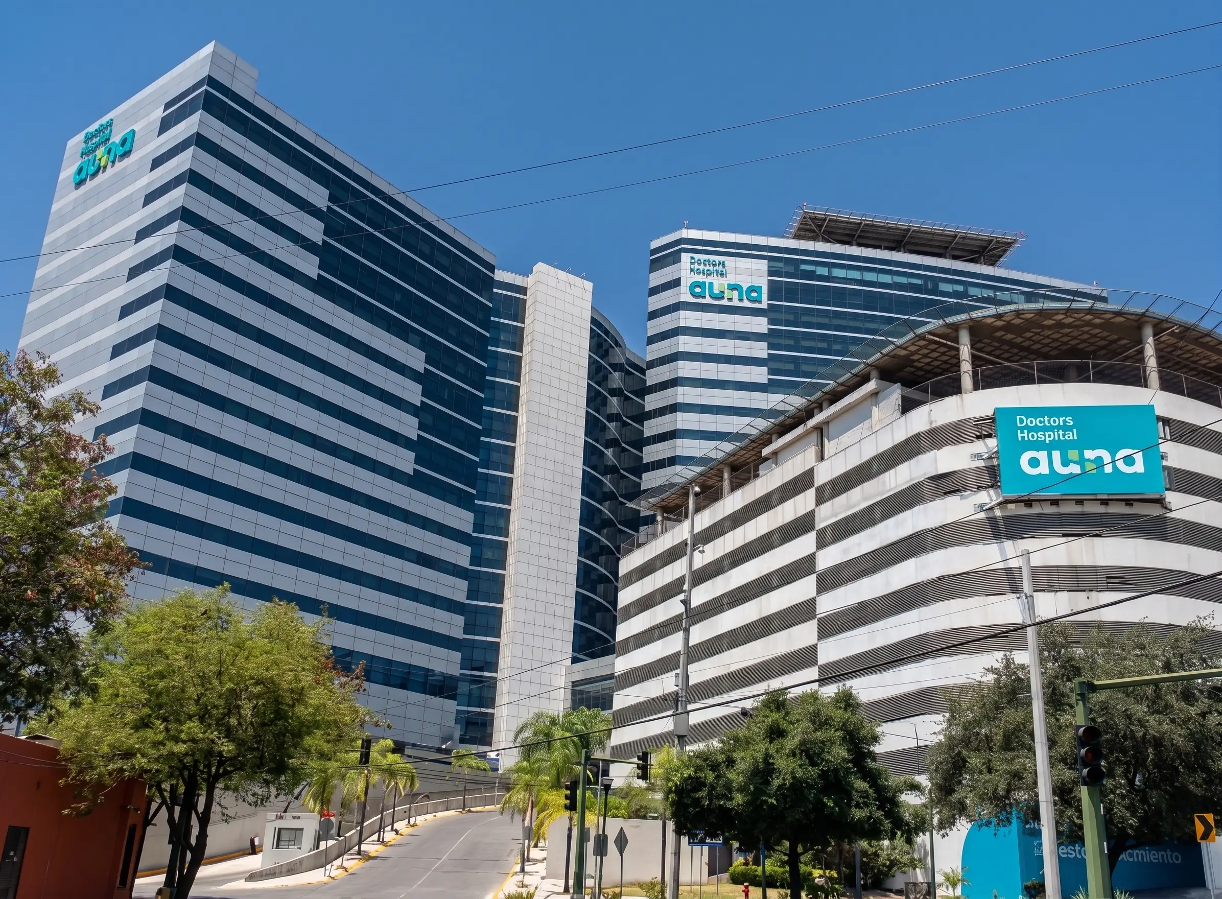 Acceso a Doctors Hospital Auna en Monterrey, donde atiende el Dr. Luis Alberto Miranda en la Torre Médica